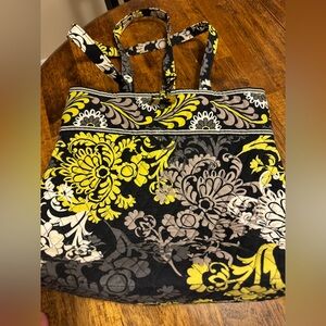 Vera Bradley Black and Yellow Large Floral Tote